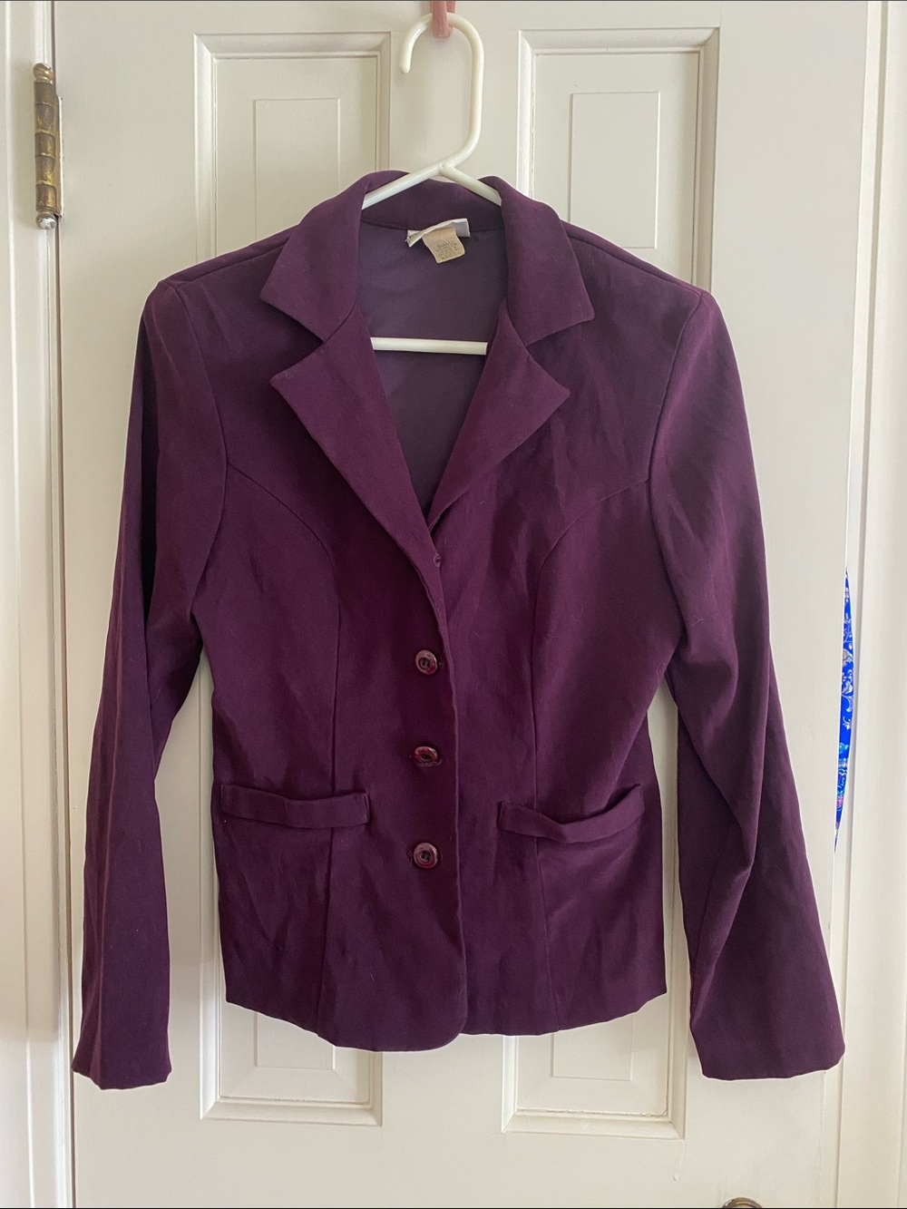Vintage 90’s Women's Plum Velour Tailored Blazer Jacket